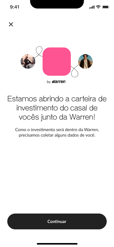 Tela da carteira de investimentos do casal no app, em parceria com a Warren